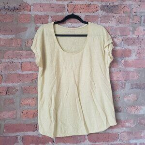 Eileen Fisher 100% linen yellow t-shirt